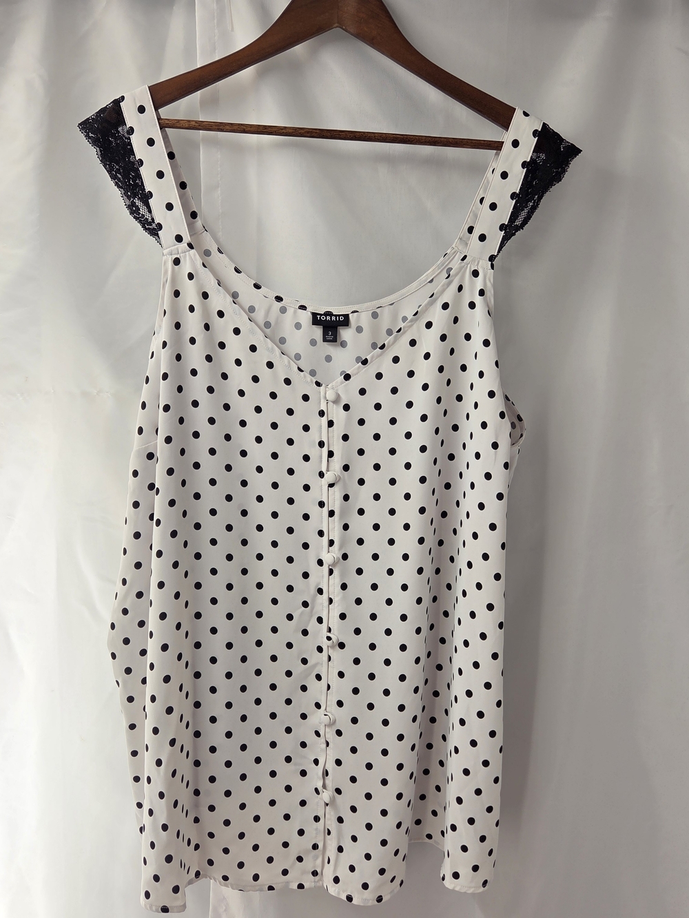 Torrid Polka Dot Lace Trim Cami Tank Top Coquette Cottagecore Plus Size 3 3X